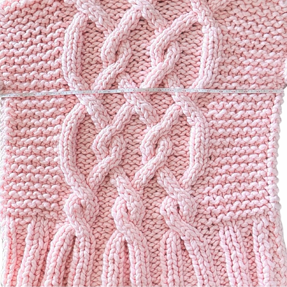 Free People x Loopy Mango Cabin Fever Pink Cable Sweater Tunic OS Merino Wool - Picture 4 of 8